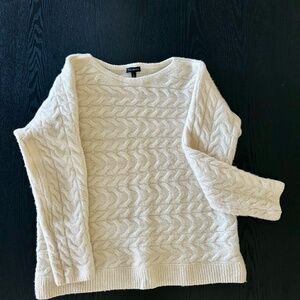 Talbots Cream Cable-Texture Crew Neck Sweater